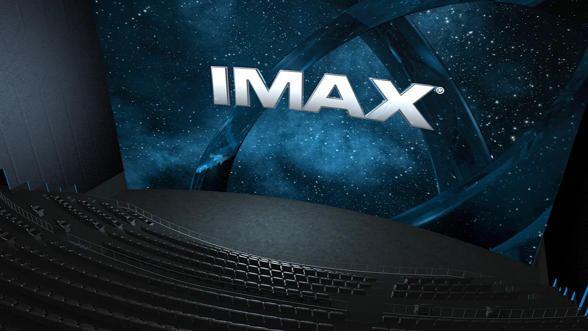 A promo photo from IMAX of their large screen in a theater.