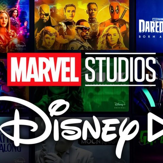 Marvel Studios and Disney Plus logos, MCU posters