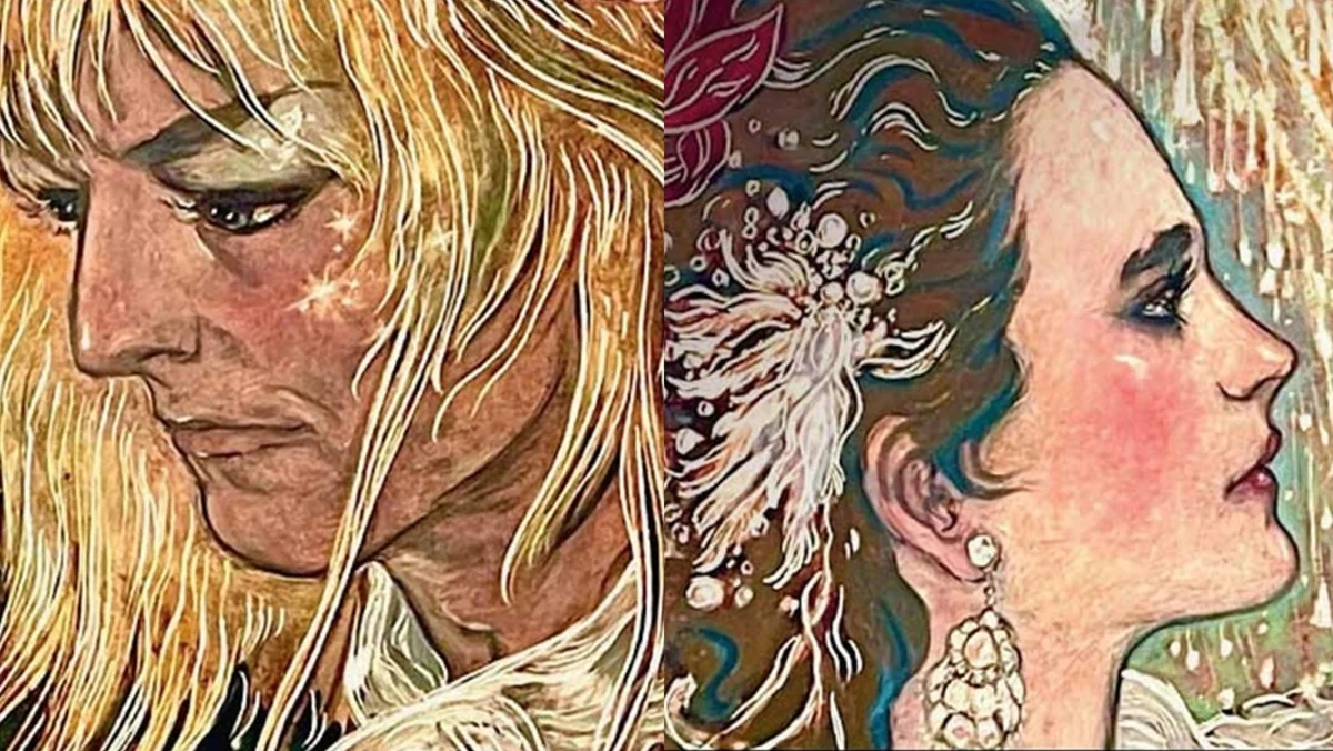 Jareth the Goblin King and Sarah art from the new Magic: The Gathering Labyrinth cards.