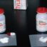 Chicago, Illinois: Samples of extra strength Tylenol and sample of cyanide laced medicine are side by side in the Cook County Medical Examiners office 10/2/1982. One on left is regular Tylenol with white spots power from capsules. The one at right is cyanide laced capsule with off white grayish and lumpy substance that is cyanide poison.