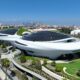 A general view shows the exterior of the Lucas Museum of Narrative Art on August 30, 2026 in Los Angeles, California.