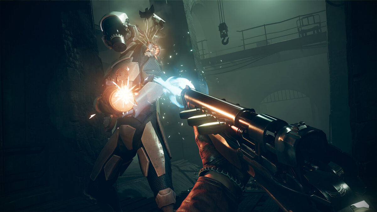A stylized in-game street scene from DEATHLOOP, the Arkane Lyon immersive sim
