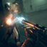 A stylized in-game street scene from DEATHLOOP, the Arkane Lyon immersive sim