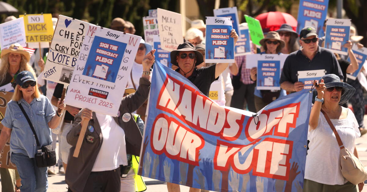 Culver City protesters demand Sony, Amazon help defend democracy