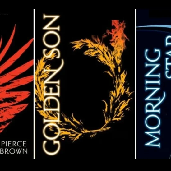 The original covers for the Red Rising trilogy of sci-fi novels.