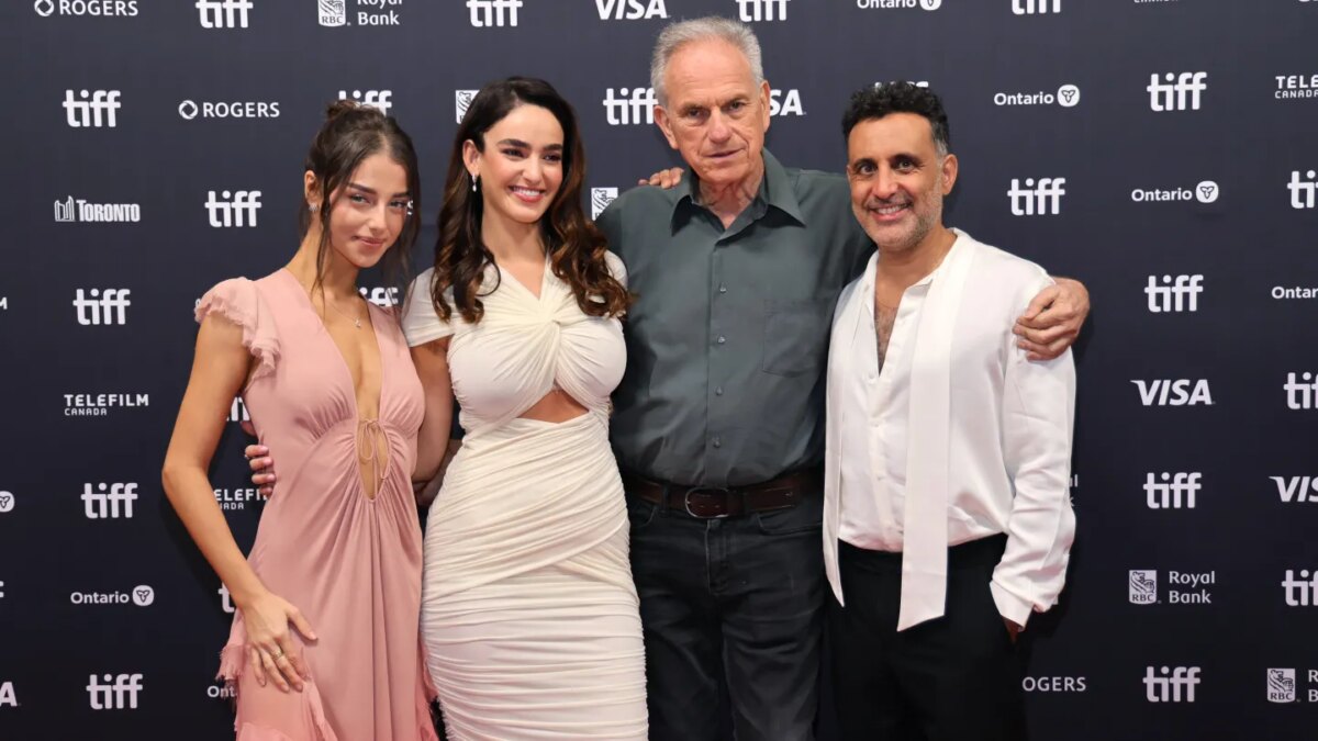 Noa Cohen (l.), co-star Daniel Gimpel, director Avi Nesher, and co-star Yaniv Biton attend the premiere of
