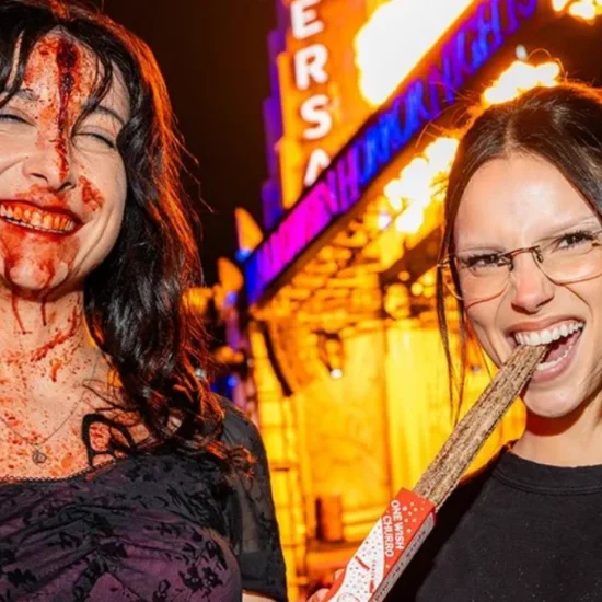 Inde Navarrette is pictured with her Obsession character Freaky Nikki at Horror Nights.