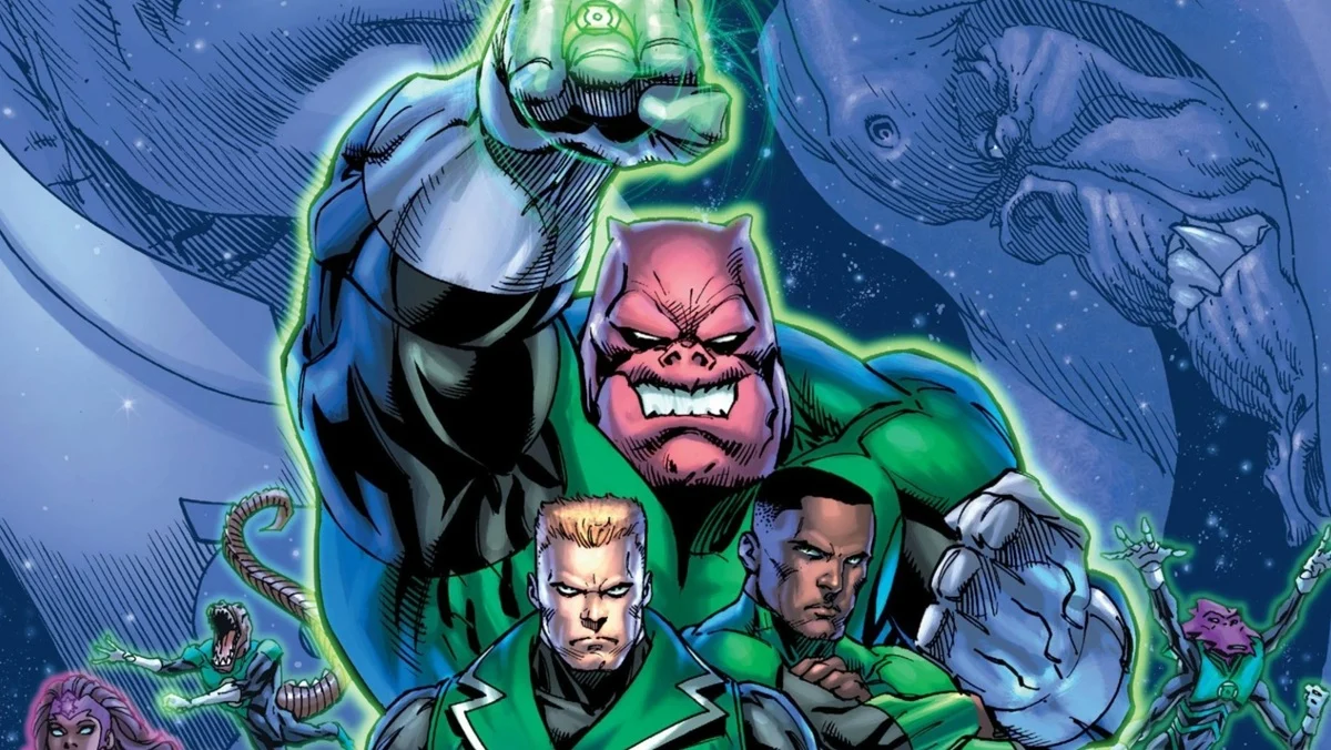 Green Lantern Kilowog along with Lanterns Guy Gardner and John Stewart.