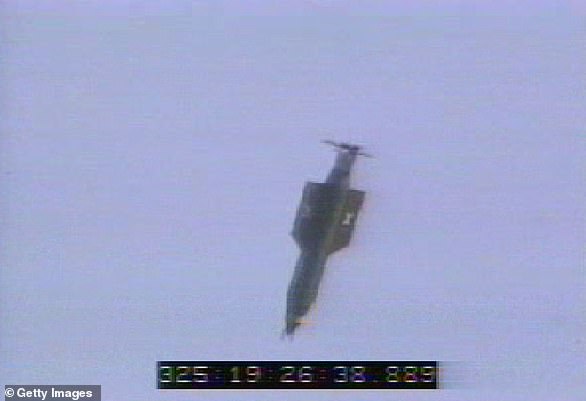 In this US Air Force handout, a GBU-43/B bomb, or Massive Ordnance Air Blast (MOAB) bomb, is launched on November 21, 2003 at Eglin Air Force Base, Florida